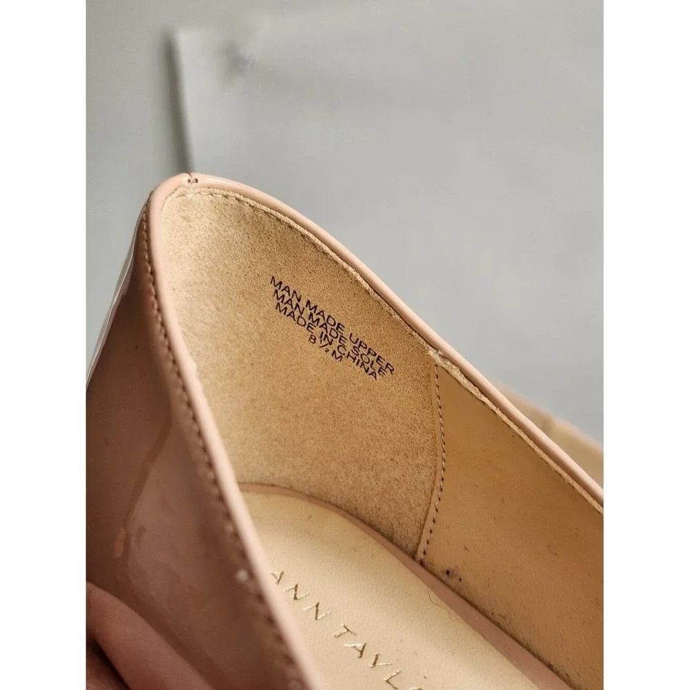 Ann Taylor Nude Patent Pointed Toe Stiletto Pumps Size 8